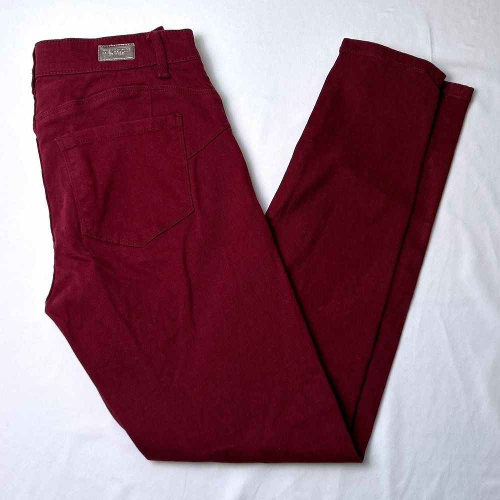 Juicy Couture Womens Skinny Jeans Burgundy Size 4 Mid Rise Stretch Cotton Wine